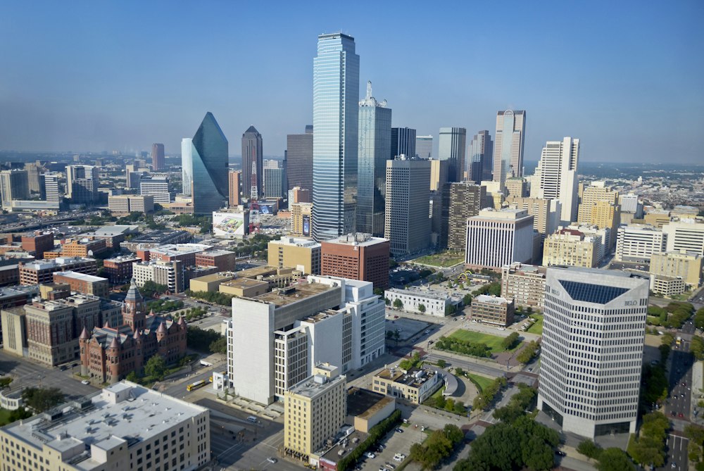 Houston Texas skyline at dusk